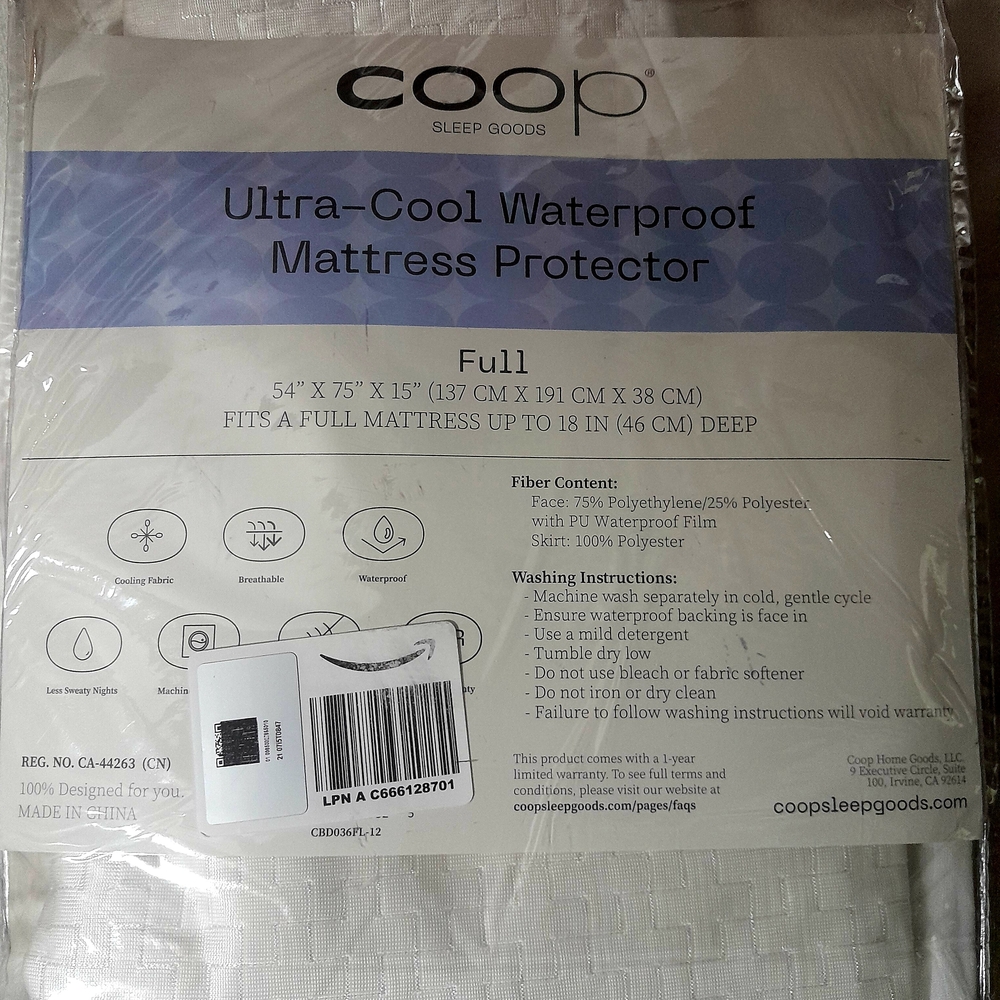 Coop Sleep Goods Cooling Waterproof Mattress Protector - White